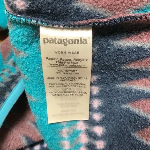 RARE EXC Patagonia Laughing Waters Elwha Blue Synchilla Snap T Fleece Women’s M - Picture 10 of 17